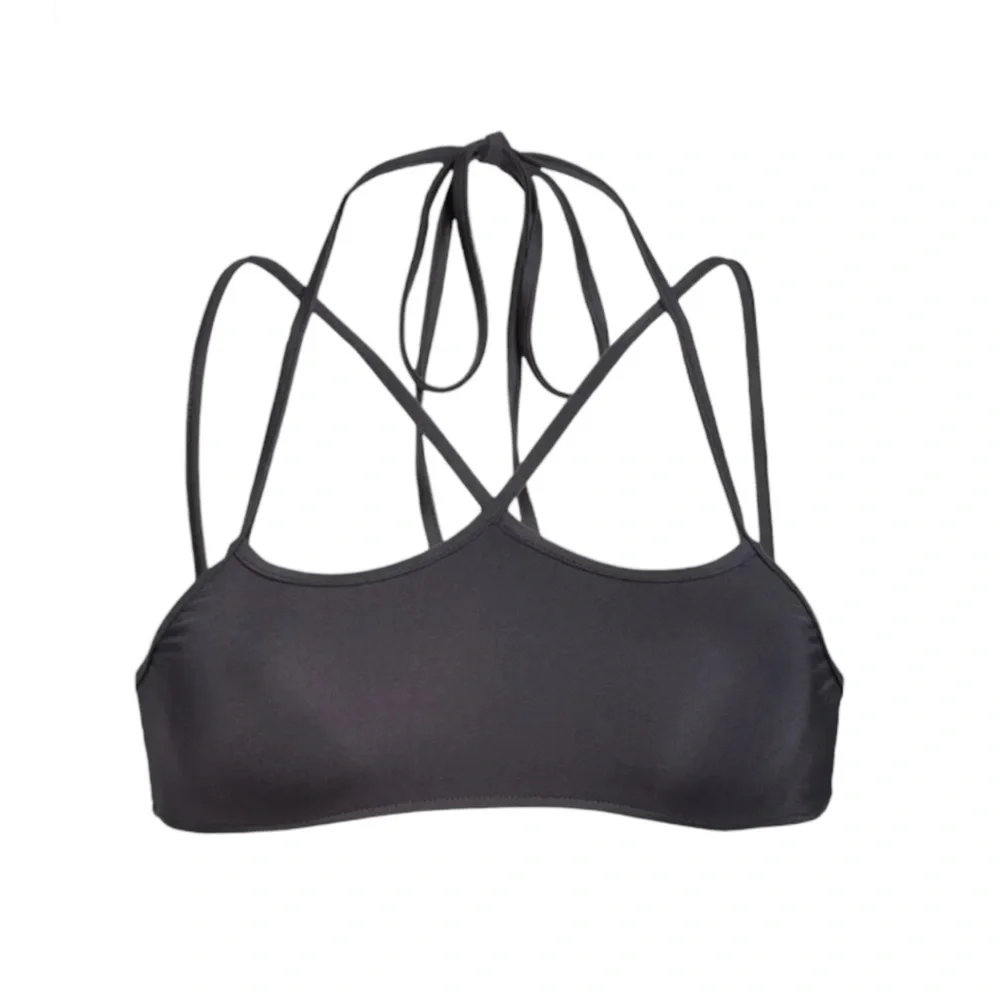 Frankies Bikinis Aleisha Eco Bikini Top in Black NWOT